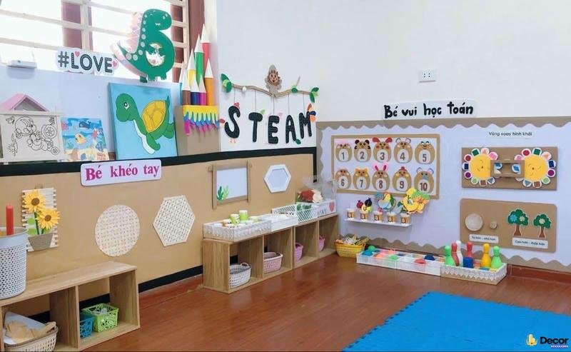 kiểu cách trang trí lớp học mầm non