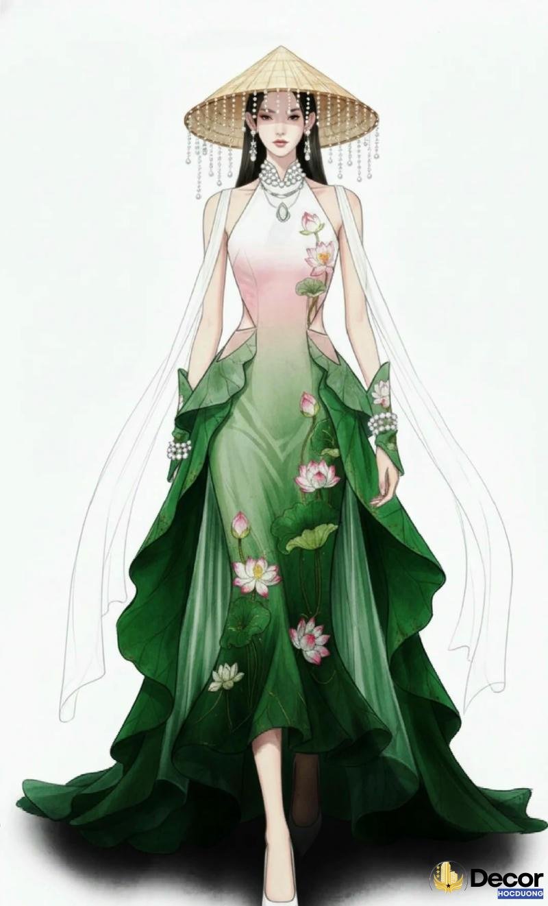 mẫu áo dài từ đầm sen việt nam