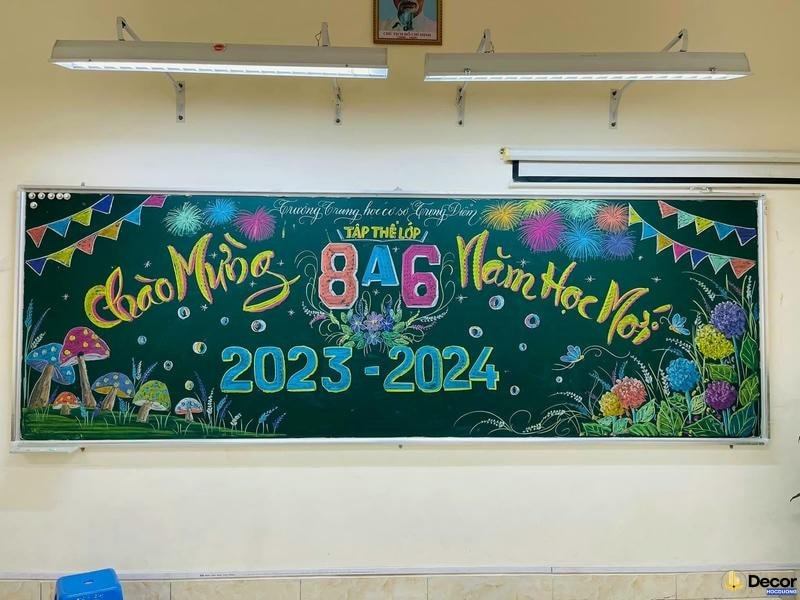 mẫu trang trí bảng chào mừng năm học mới đẹp