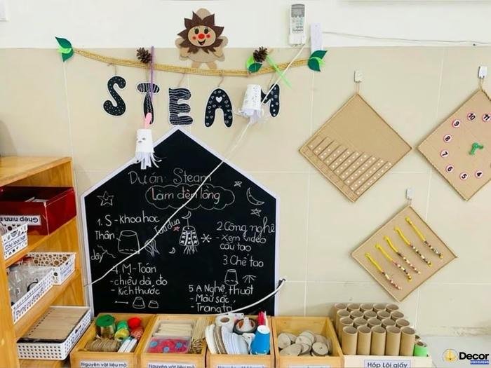 stem trang trí góc steam mầm non