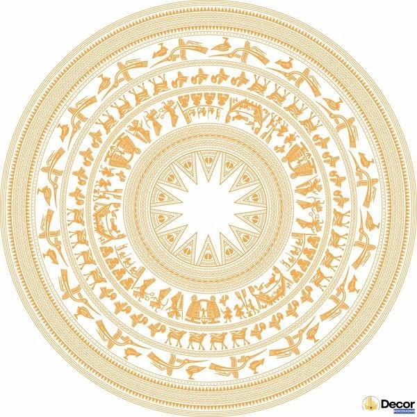thảm trang trí với họa tiết trống đồng vàng