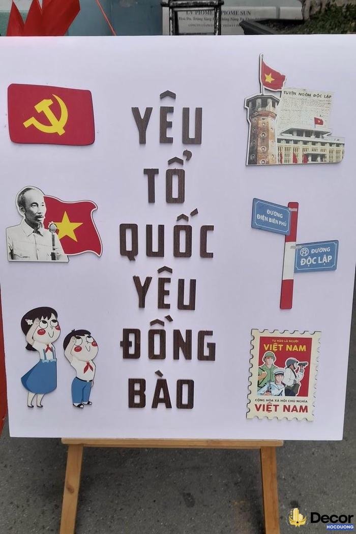 trang trí 30.4 bằng cờ đỏ sao vàng
