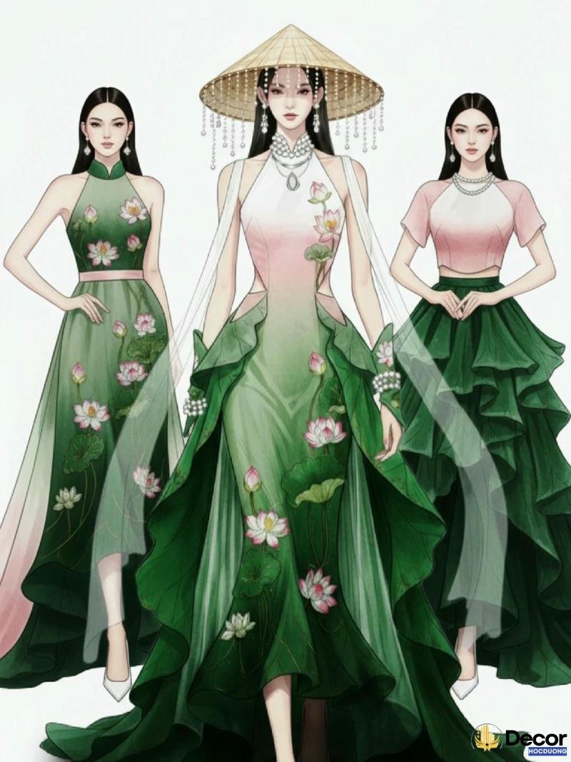 trang trí áo dài cho người mẫu