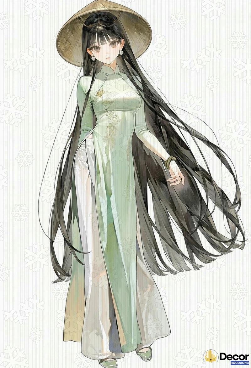 trang trí áo dài đôi nón