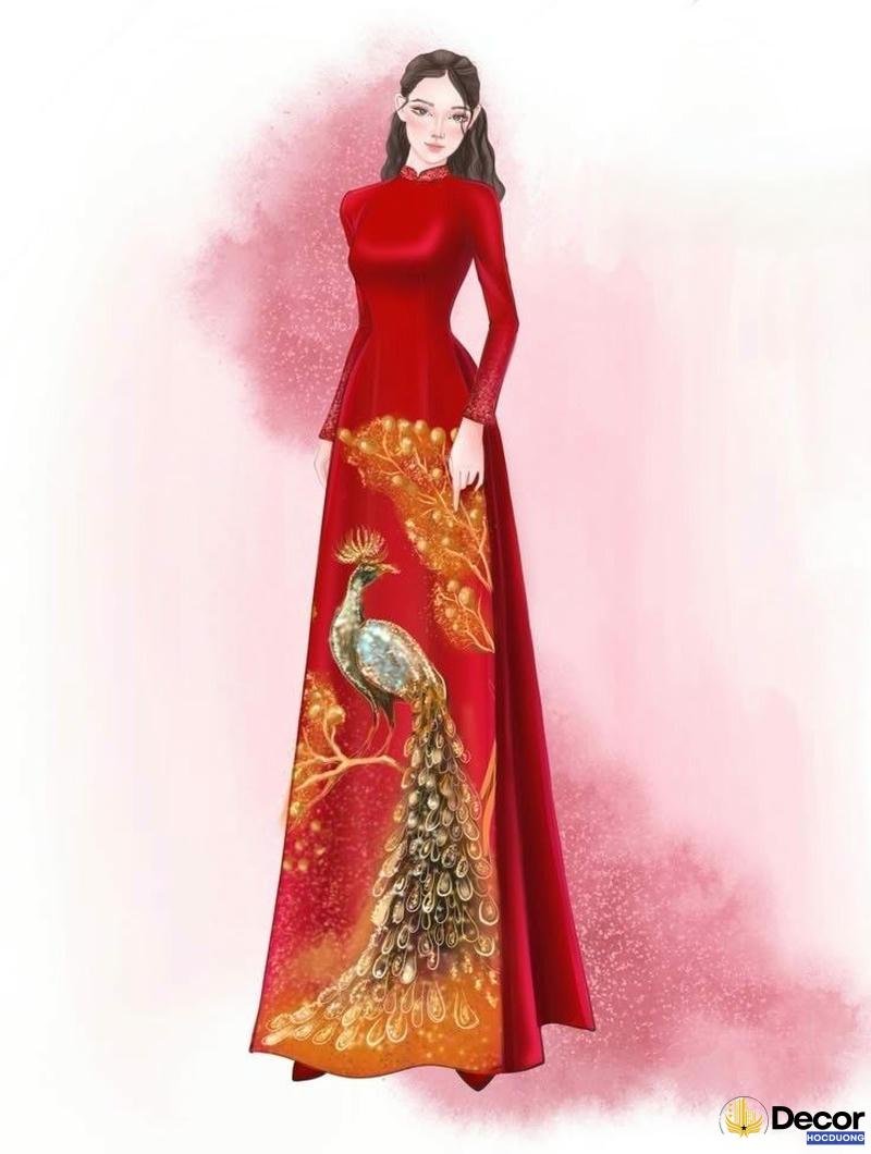 trang trí áo dài mau do dep