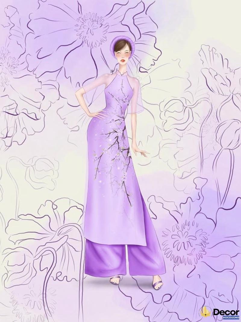 trang trí áo dài tím