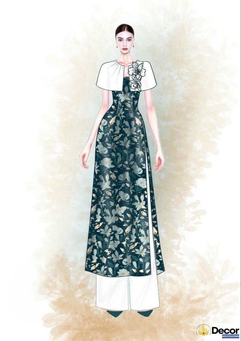 trang trí áo dài xanh trắng