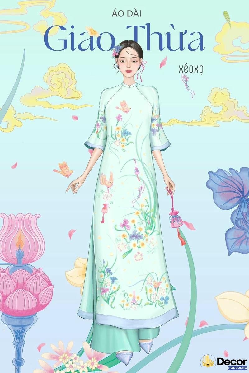 trang trí áo dài xéo xọ