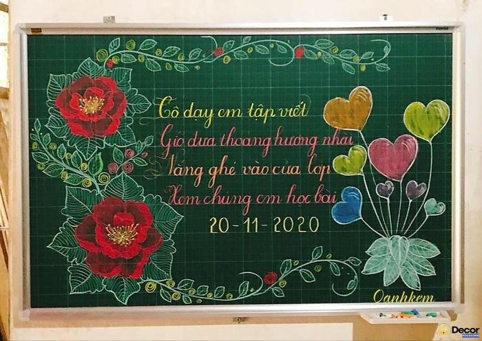 trang trí bảng 20.11 đơn giản nhiều màu sắc