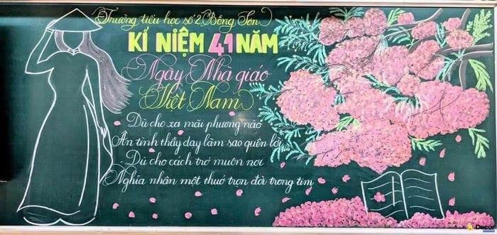 trang trí bảng 20_11 bằng phấn học sinh