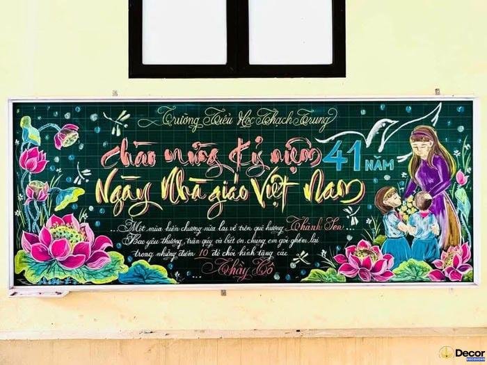 trang trí bảng 20_11 bằng phấn nghệ thuật