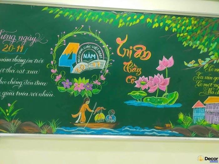 trang trí bảng 20_11 với hoa