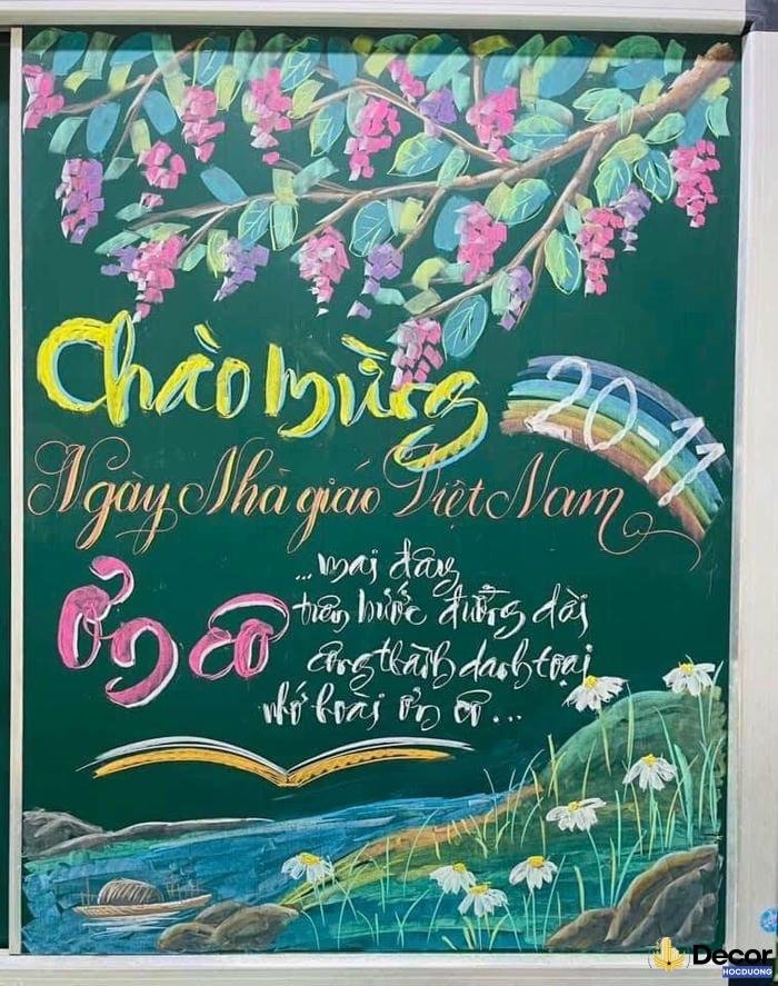 trang trí bảng 20_11 với phấn màu