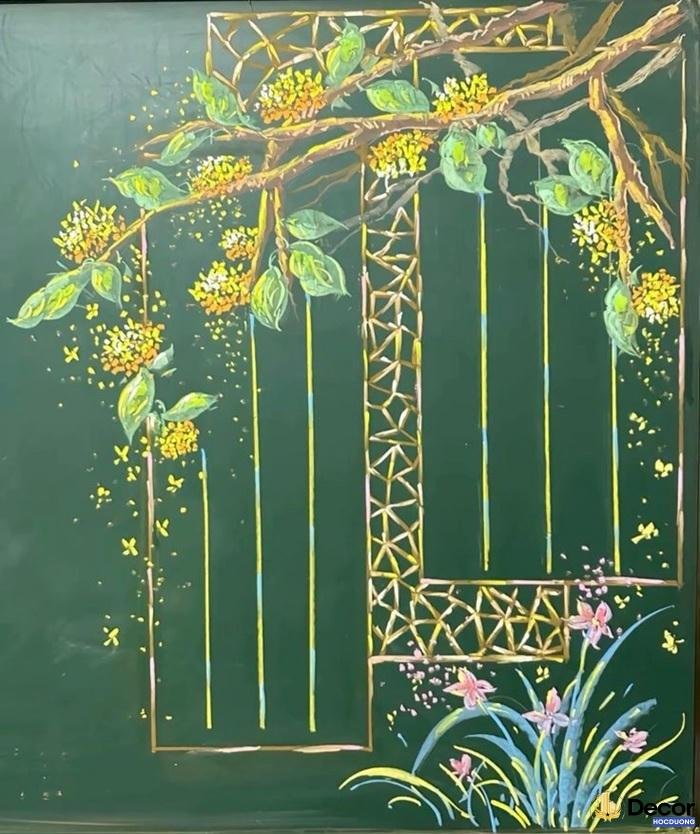 trang trí bảng cây mai