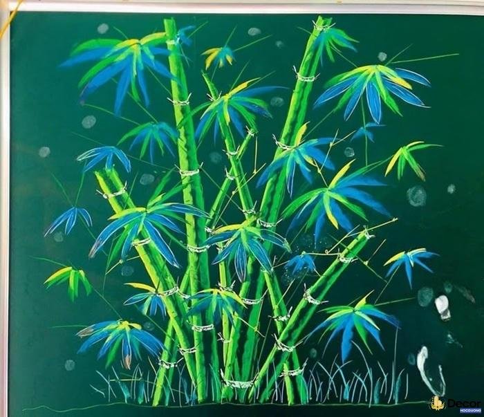 trang trí bảng cây tre xanh