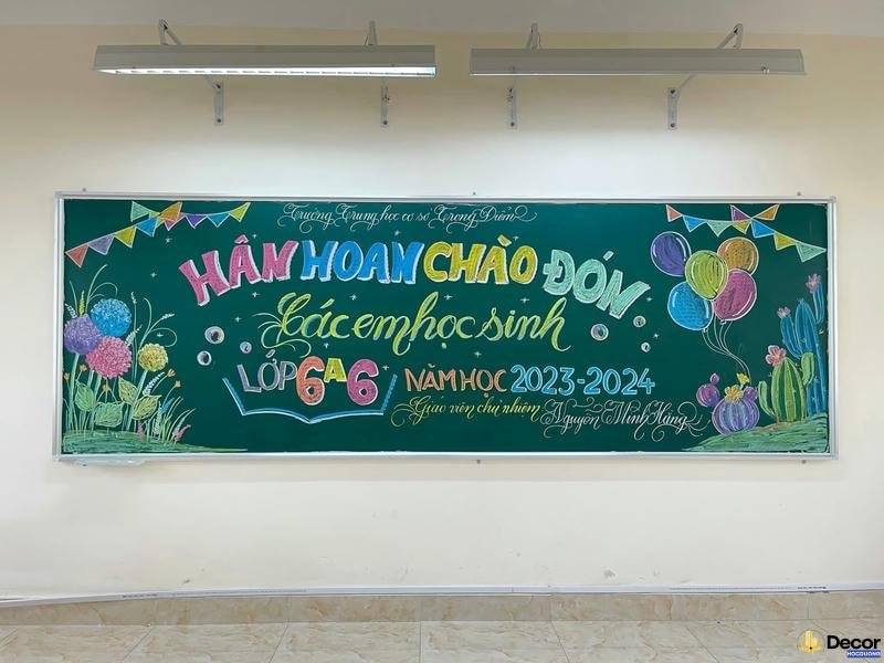 trang trí bảng chào mừng năm học mới bảng xanh