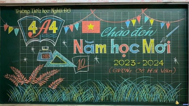 trang trí bảng chào mừng năm học mới chủ đề học đường