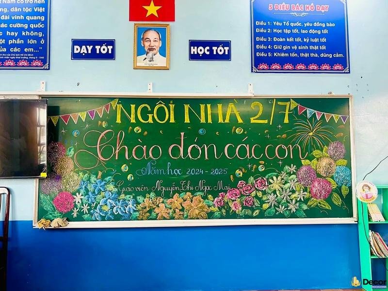trang trí bảng chào mừng năm học mới đẹp