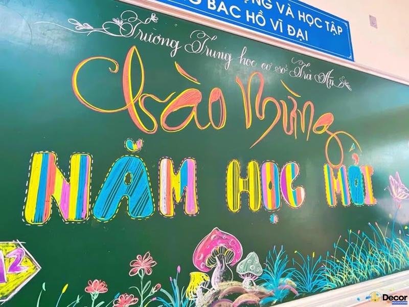 trang trí bảng chào mừng năm học mới nghệ thuật