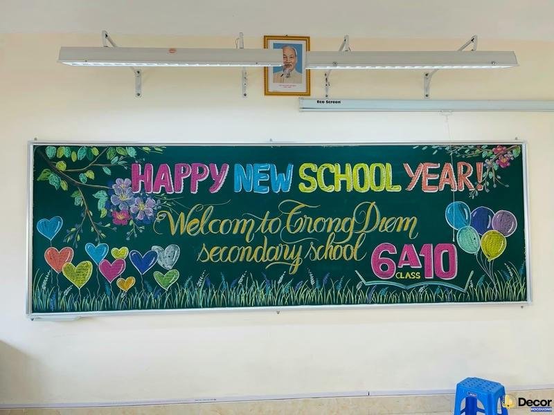 trang trí bảng chào mừng năm học mới nhiều màu
