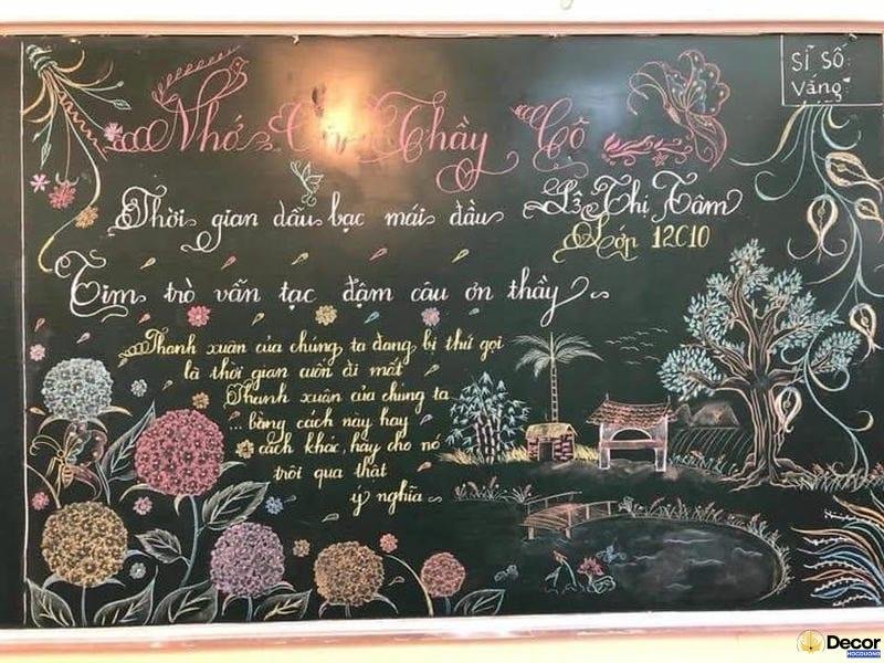 trang trí bảng đẹp bằng giấy màu