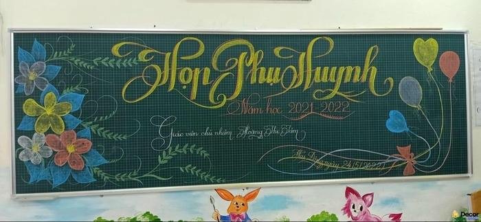 trang trí bảng họp phụ huynh cuối năm bằng giấy màu