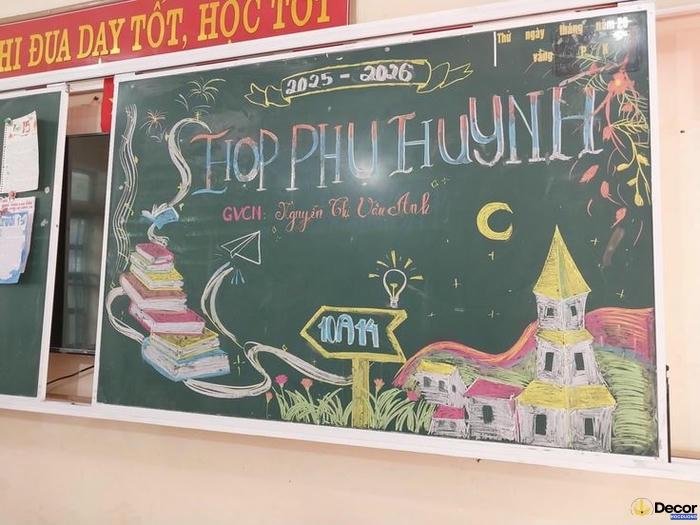 trang trí bảng họp phụ huynh cuối năm màu sắc