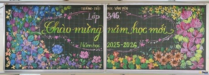 trang trí bảng lễ khai giảng bằng chữ