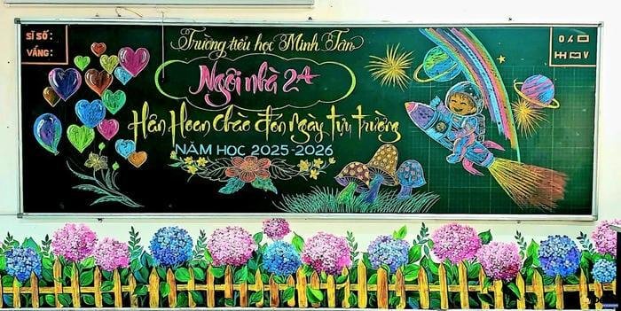 trang trí bảng lễ khai giảng đơn giản