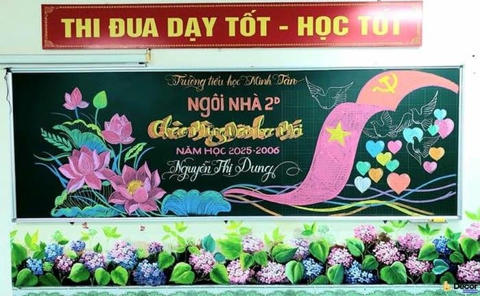 trang trí bảng lễ khai giảng năm học