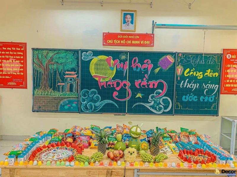 trang trí bảng phấn đẹp