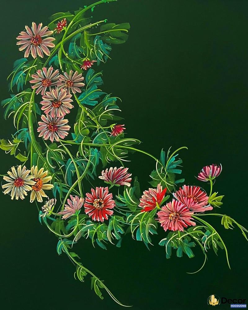 trang trí bảng phấn nhành hoa