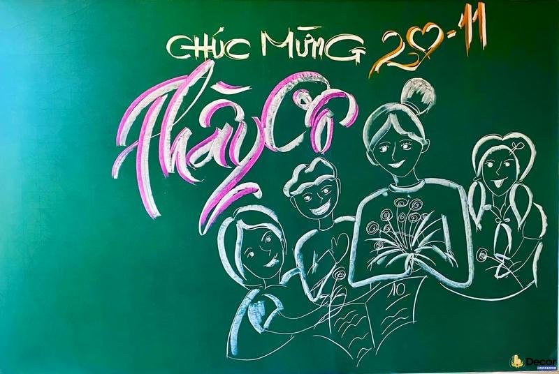 trang trí bảng phấn thầy cô