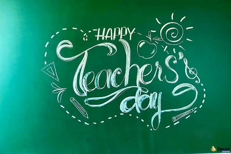 trang trí bảng phấn trắng