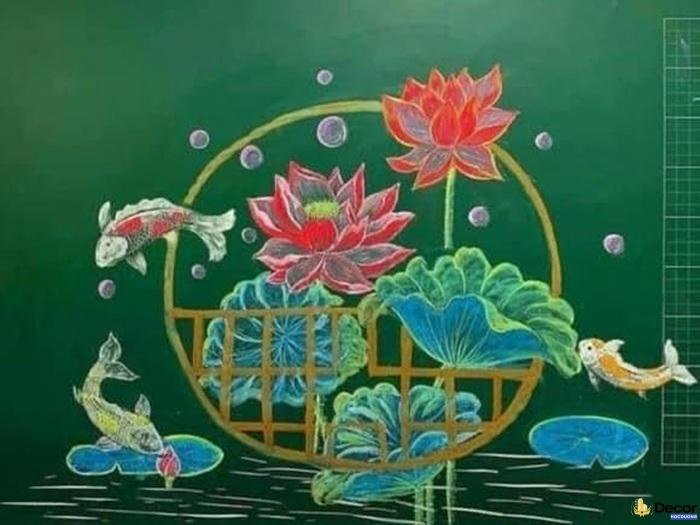 trang trí bảng sen đẹp