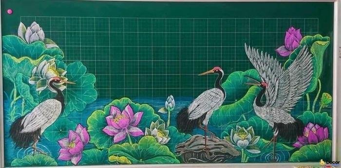 trang trí bảng sen và hạc