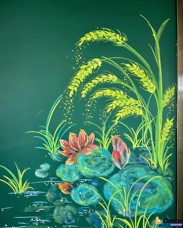 trang trí bảng sen và lúa