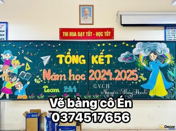 trang trí bảng tổng kết năm học chủ đề học đường