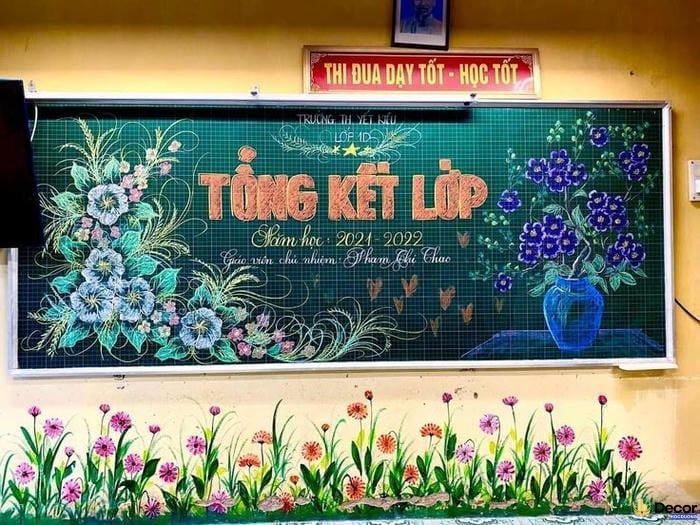 trang trí bảng tổng kết năm học lớp học