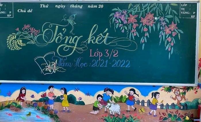 trang trí bảng tổng kết nhẹ nhàng