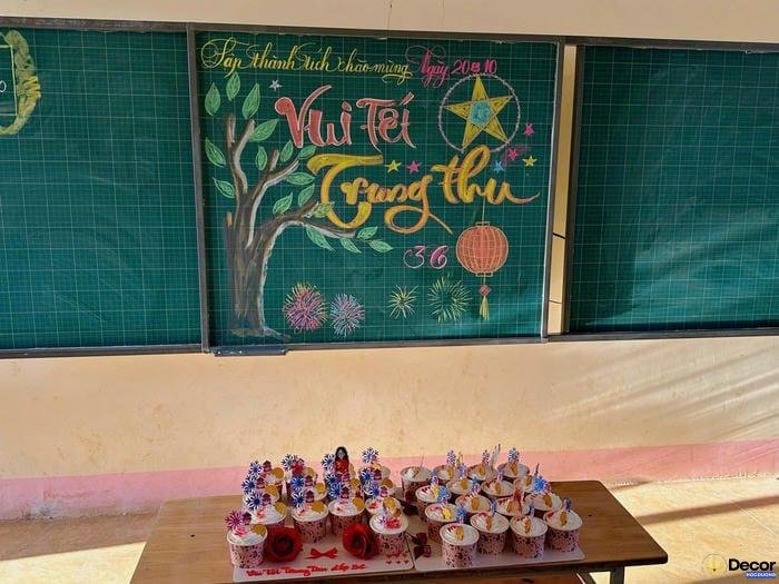 trang trí bảng trung thu