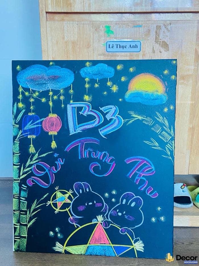 trang trí bảng trung thu bằng giấy màu
