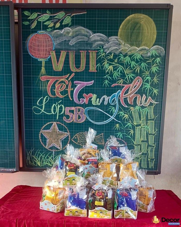 trang trí bảng trung thu bằng tay