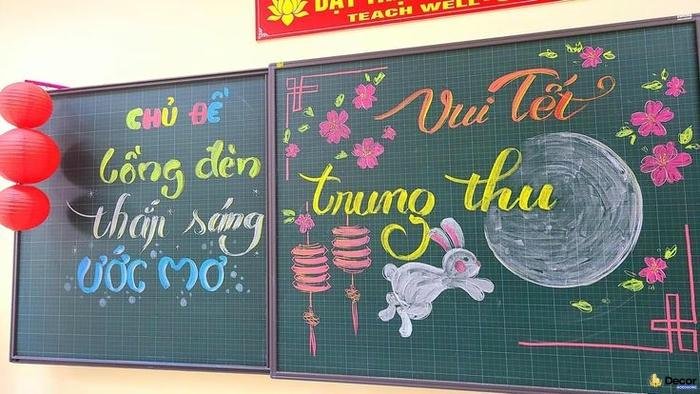 trang trí bảng trung thu chủ đề trăng rằm