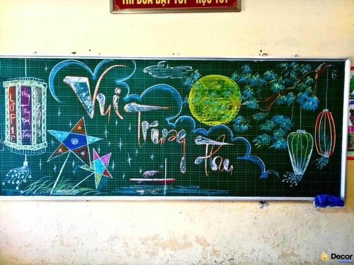trang trí bảng trung thu đơn giản