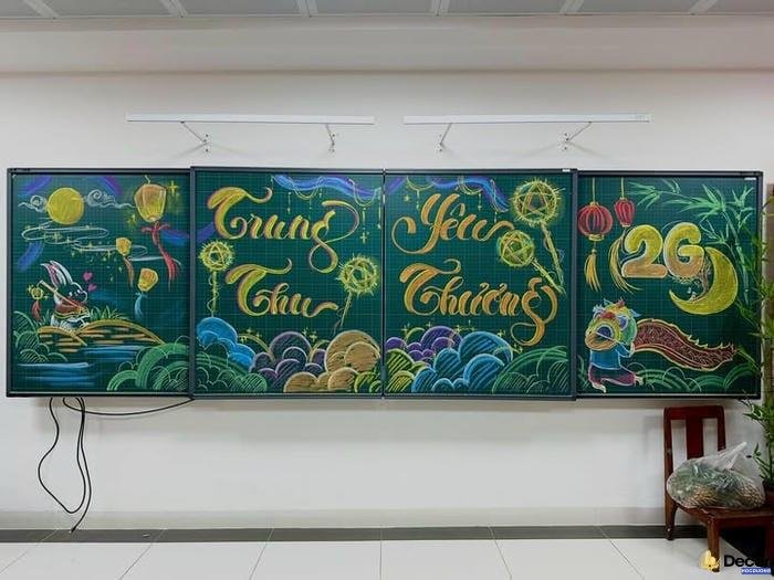 trang trí bảng trung thu đơn giản