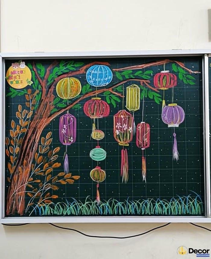 trang trí bảng trung thu ở lớp học