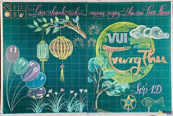 trang trí bảng trung thu rực rỡ