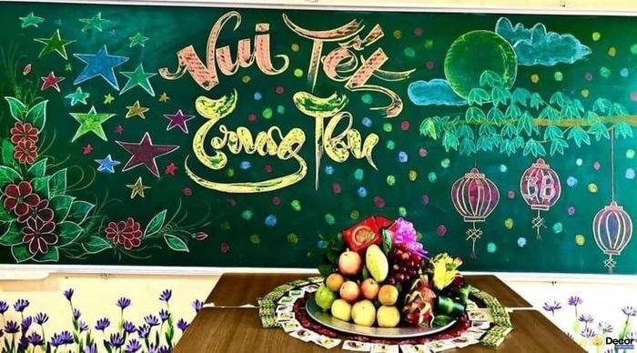 trang trí bảng trung thu với đèn lồng
