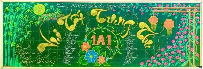 trang trí bảng trung thu với họa tiết cổ
